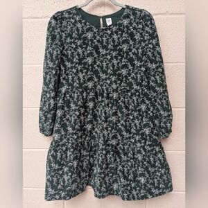 GAP kids girls size 12 corduroy floral hunter green dress with ruffle